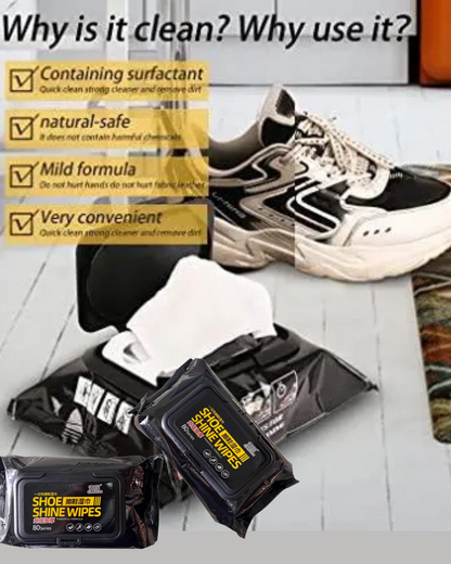 Shoe Shine Wipes 1 Pack 80 Pcs Cleaner Disposable Travel Portable Removes Dirt Sports, Velour, Leather, Canvas Shoe Cleaner  (White)