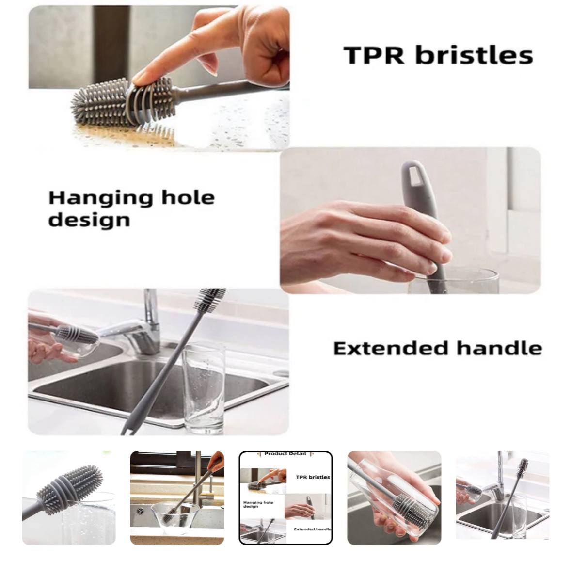 Bottle Cleaning Brush Silicone Long Handle