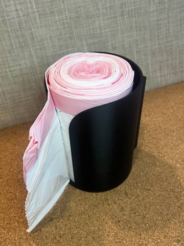 Garbage bag holder Dispenser, Adhesive Wall and Cabinet Mount, Drill Installation, Single Roll Trash Bag Storage, Kitchen Organiser, Dustbin Waste Pouch Universal, Eco Friendly, Black, 3D Print